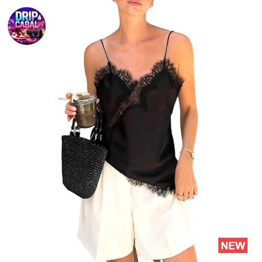 Lace Satin Camisole Slip Dress Y2K Retro Party Clubwear Swing Mini Dress